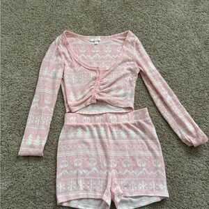 Pink and White Knit Lounge Set